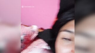 Argentinian teen shows her tits and tongue