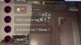 Girl helps by showing her lovely boobs on Monkey app