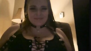 Busty babe plays game