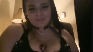 Busty babe plays game