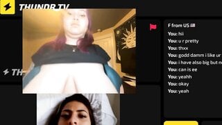 lesbian girl shows her massive tits