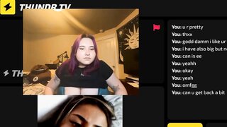 lesbian girl shows her massive tits