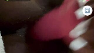 Ebony with pink dildo on monkey app