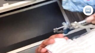 Laggy ebony shows off her saggy tits