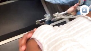 Laggy ebony shows off her saggy tits