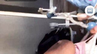 Laggy ebony shows off her saggy tits