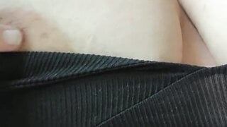 Canadian slut plays with boobs