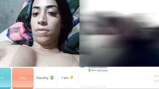 Horny brazilian teen showing off her big Tits and masturbates for me