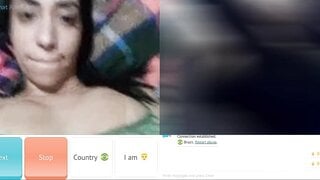 Horny brazilian teen showing off her big Tits and masturbates for me