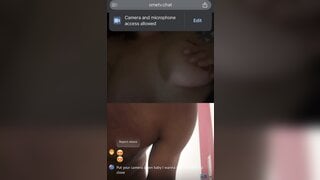 Horny slut flashes herself watching black cock