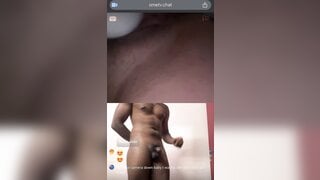 Horny slut flashes herself watching black cock