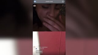 Horny slut flashes herself watching black cock