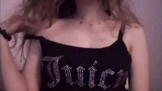sexy girl plays with tits