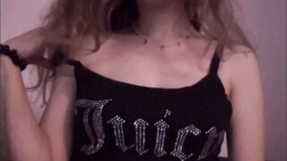 sexy girl plays with tits