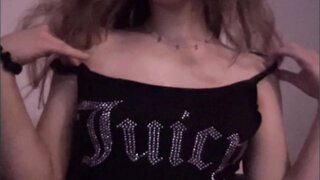sexy girl plays with tits