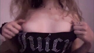 sexy girl plays with tits