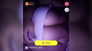 Spanish teen plays with her big tits until I cum