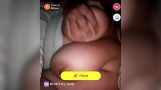 Spanish teen plays with her big tits until I cum