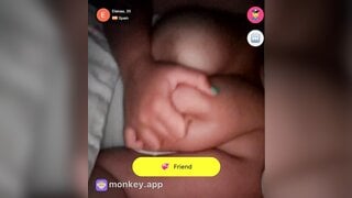 Spanish teen plays with her big tits until I cum