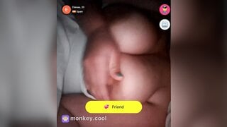 Spanish teen plays with her big tits until I cum