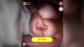 Spanish teen plays with her big tits until I cum
