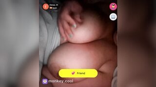 Spanish teen plays with her big tits until I cum