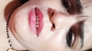 Indian wife moaning and licking my balls for my cum
