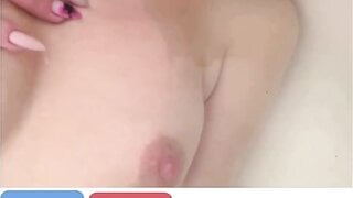 Blonde Russian babe showing tits and ass in bath, pt. 1 & 2