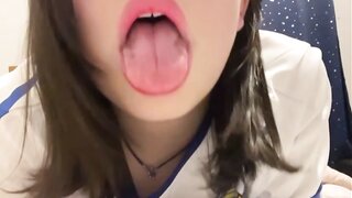 Girl sticking out tongue