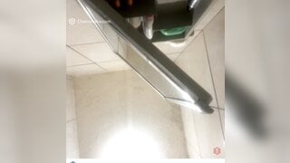 Fat brazilian masturbates in a bathroom near to her famil5