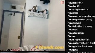 Slutty teen pounds her pussy with belt