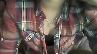 Omegle Teen In Cowboy Cowgirl Shirt Flashes Tits