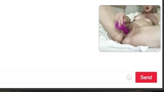 Platinum Blonde Cutie & Her Purple Dildo