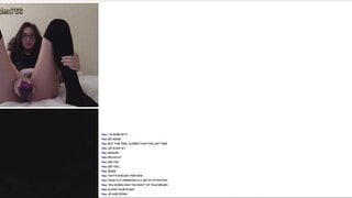 Cutie with knee high socks plays