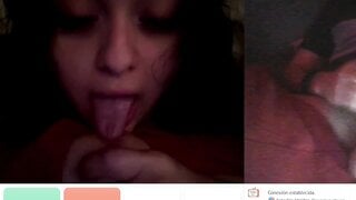 American bitch sucks her tits, GoodInCam