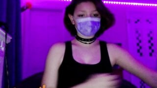 mask emo teen masturbate for his master