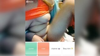 Blonde Russian fingers pussy and ass on Ome.TV