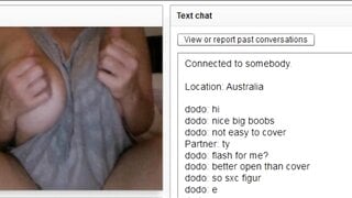 Australian chick with huge boobs bates on Chatroulette