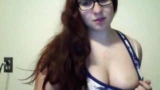 Teen with glasses masturbates on random chat