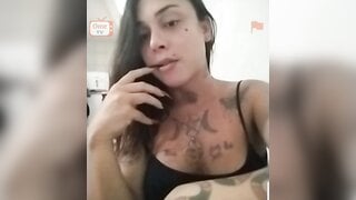 Latina tatted slut flashes big boobs because got impressed by my cock
