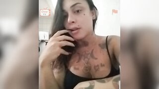 Latina tatted slut flashes big boobs because got impressed by my cock