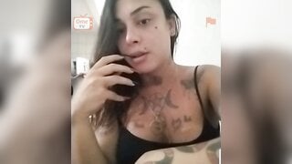 Latina tatted slut flashes big boobs because got impressed by my cock