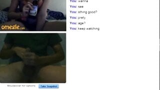 Blonde with glasses moans and plays on Omegle