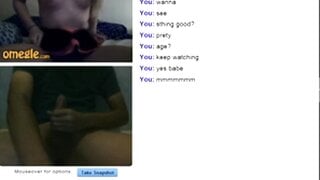 Blonde with glasses moans and plays on Omegle