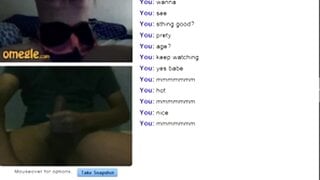 Blonde with glasses moans and plays on Omegle