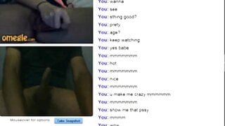 Blonde with glasses moans and plays on Omegle
