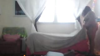 Omegle Ebony Fatty Making Her Bed Nude