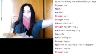 Omegle Dark Haired Teen Shows Nice Perky Tits