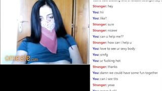Omegle Dark Haired Teen Shows Nice Perky Tits