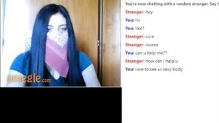 Omegle Dark Haired Teen Shows Nice Perky Tits